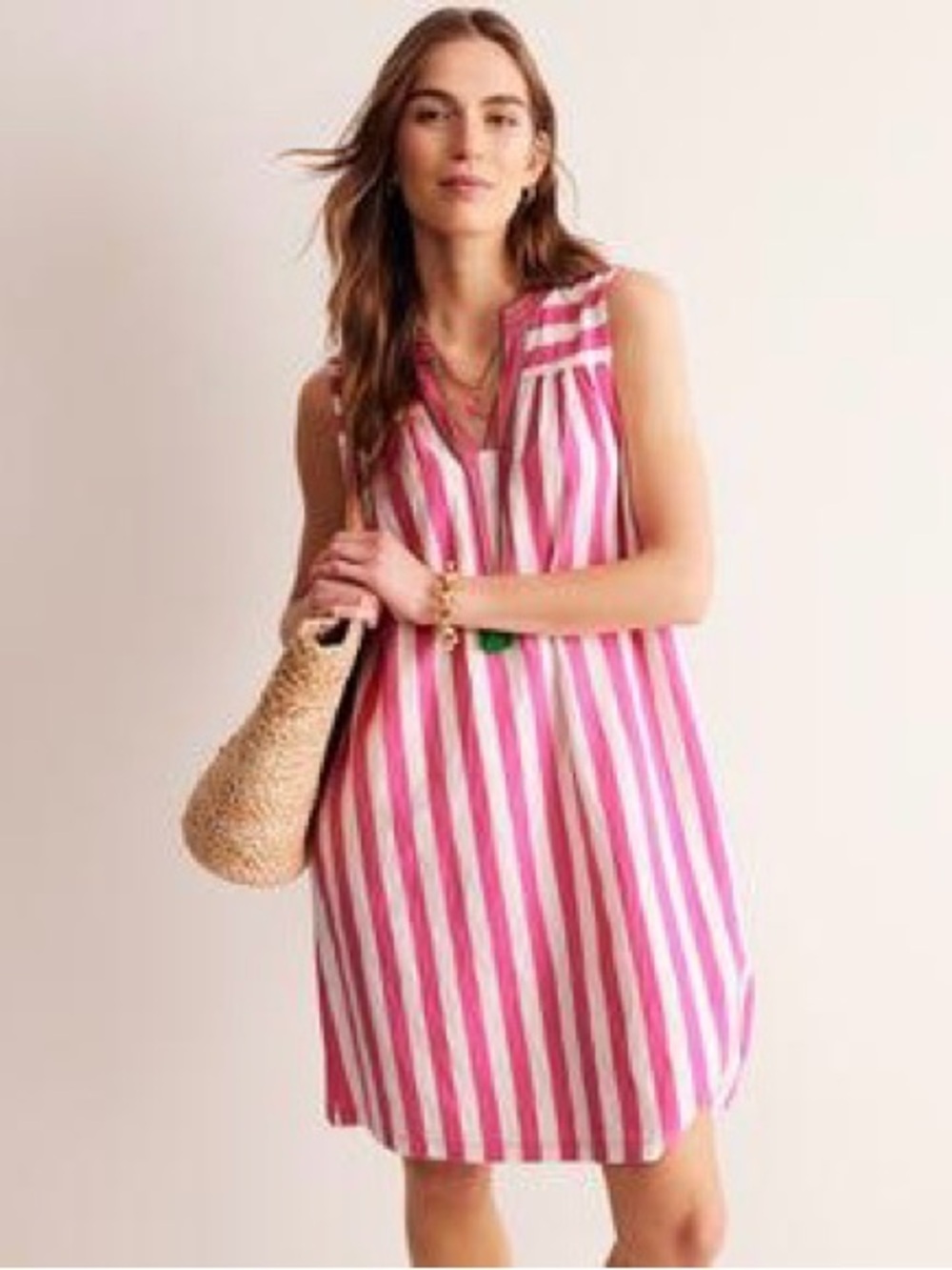 Boden Nadine Notch Cotton Dress in Sangria Sunset Size 6 Reg - Picture 4 of 13